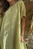 Salcombe Chalk Stripe Cotton Cocoon Dress Soft Olive